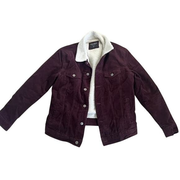 Sunrise Kingdom corduroy cotton jacket red wine color plush interior fall winter - Picture 1 of 7